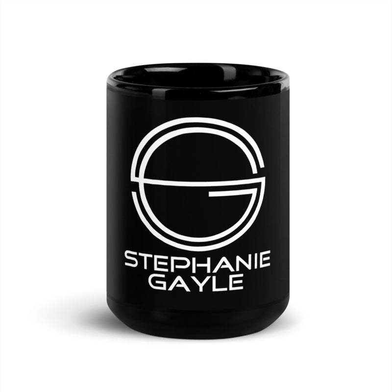 Stephanie Gayle Signature 2022 White Logo Black Glossy Mug