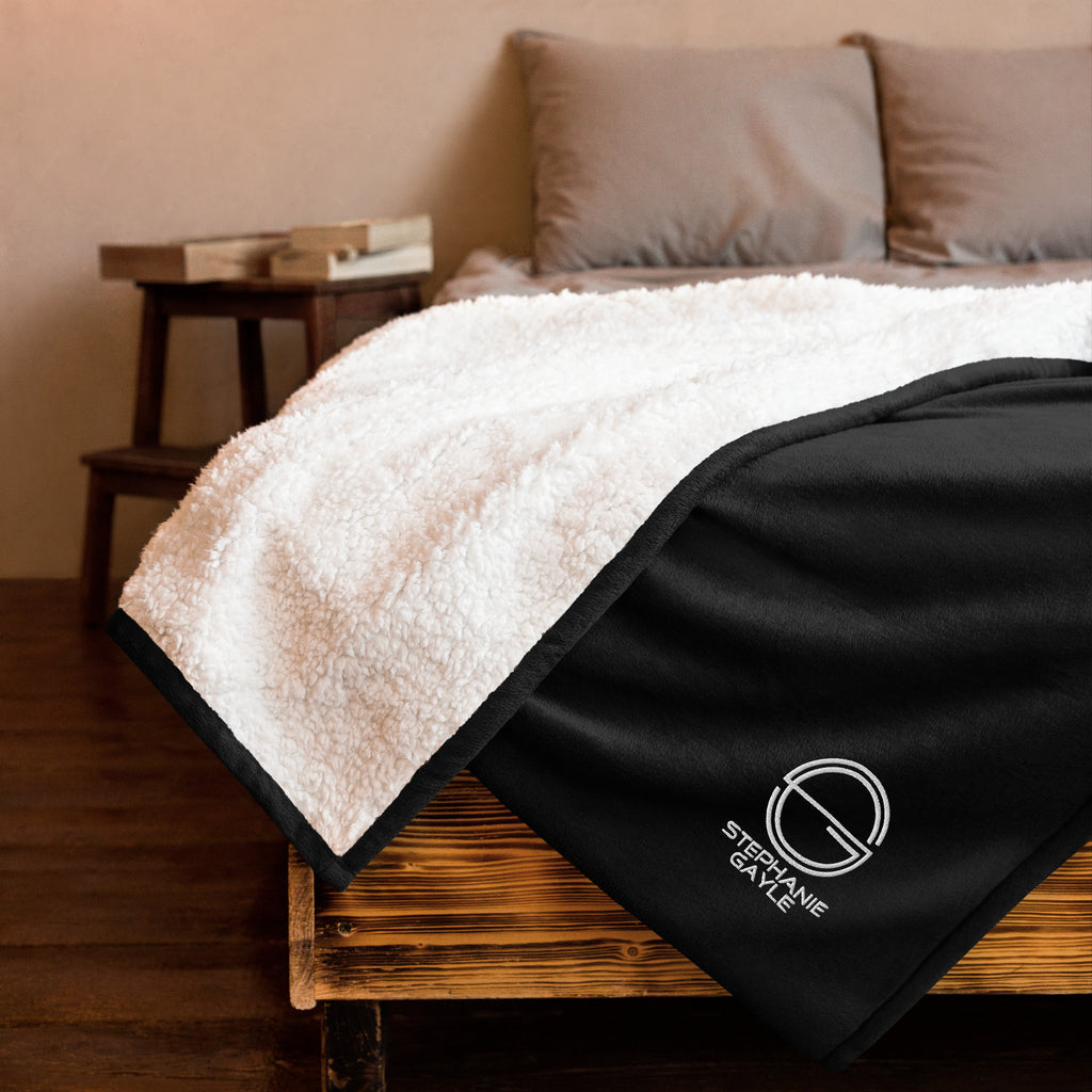 Stephanie Gayle Signature White Logo Premium Sherpa Blanket