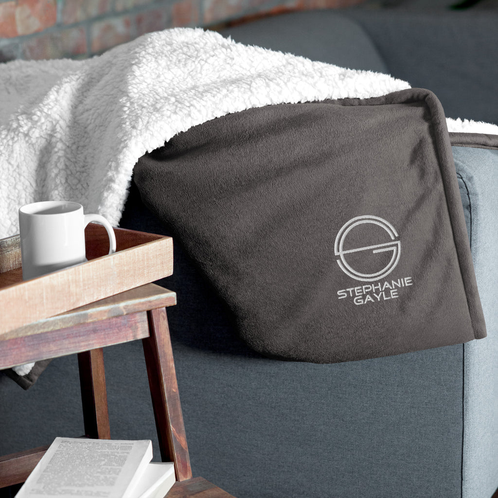 Stephanie Gayle Signature White Logo Premium Sherpa Blanket