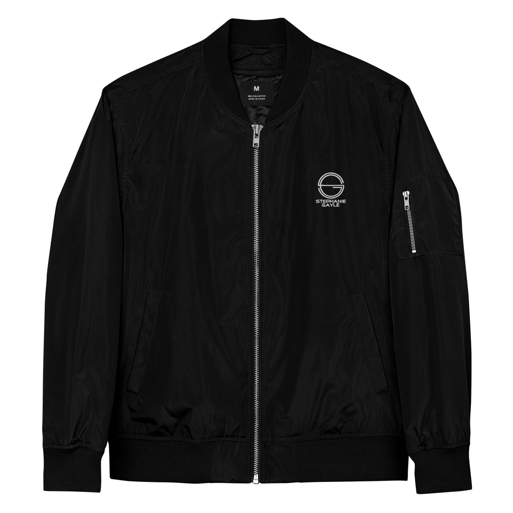 Stephanie Gayle Signature White Logo Premium Recycled Bomber Jacket