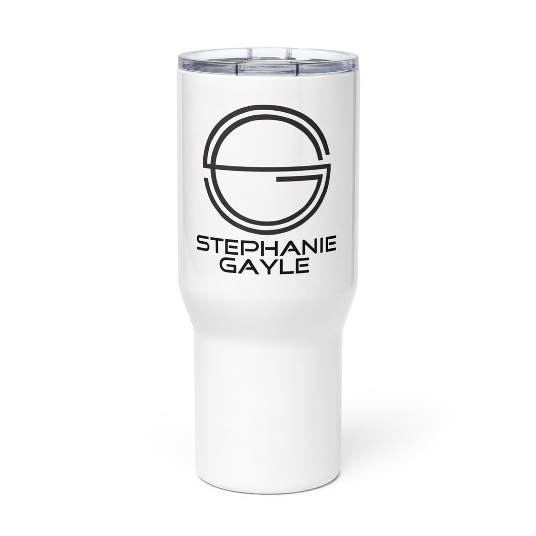 Stephanie Gayle Signature Black Logo Travel Mug with Handle