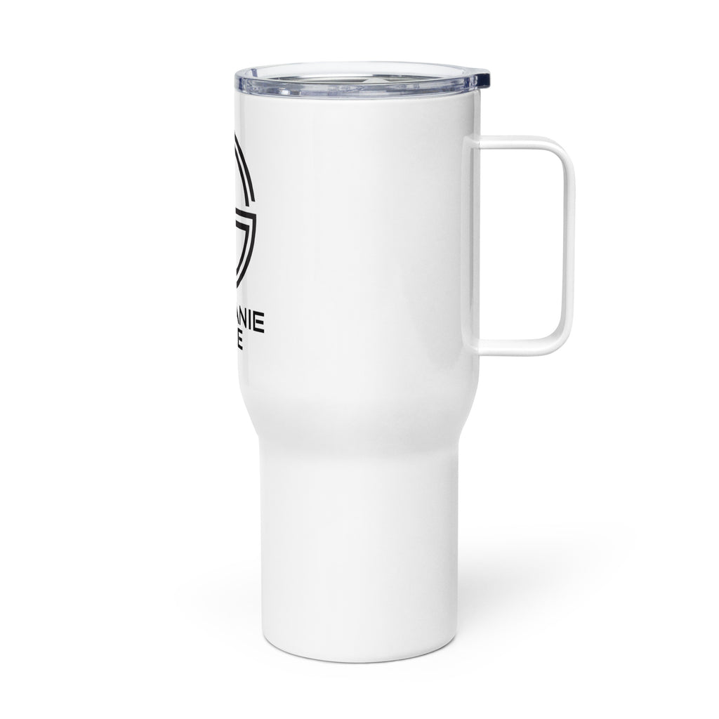 Stephanie Gayle Signature Black Logo Travel Mug with Handle