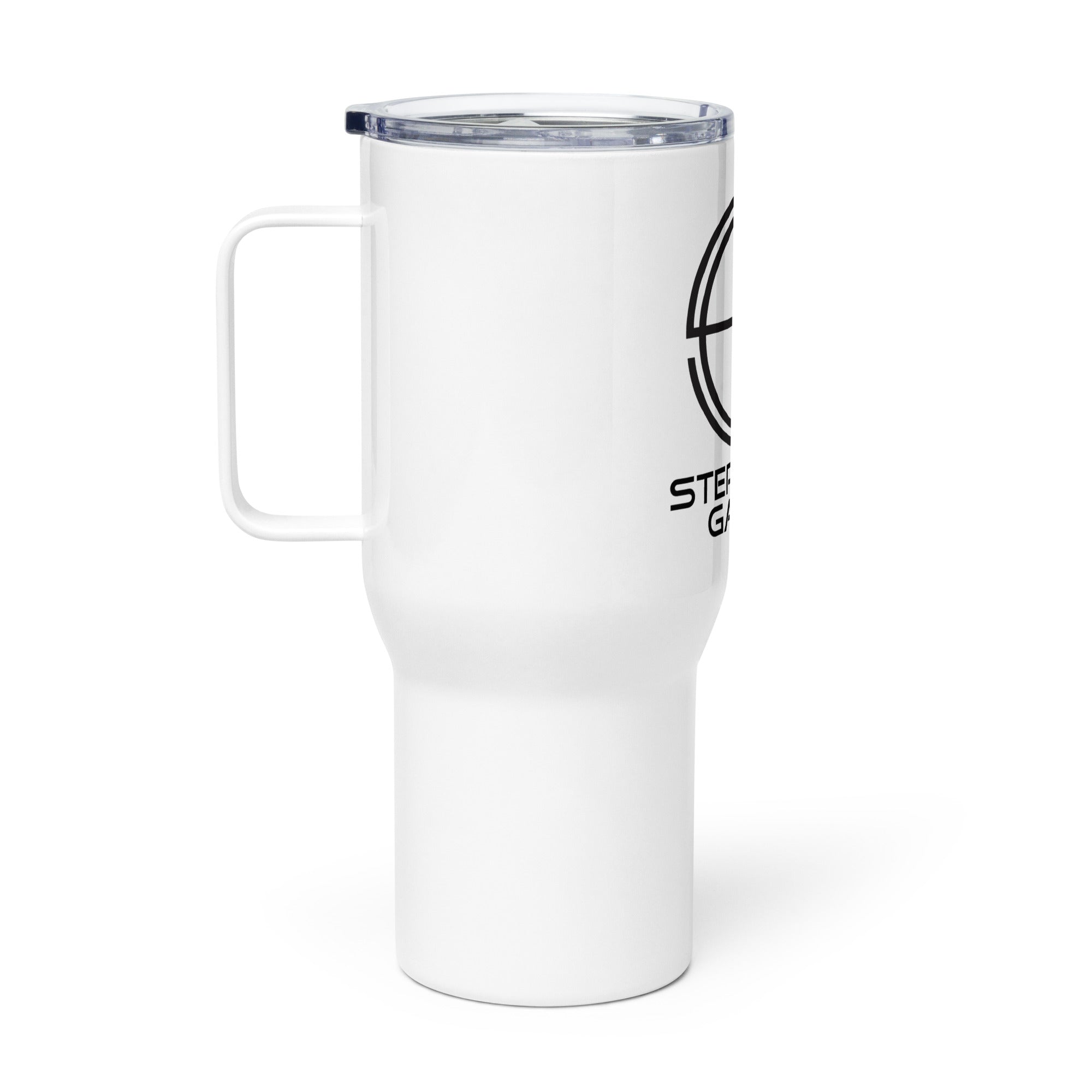 Stephanie Gayle Signature Black Logo Travel Mug with Handle