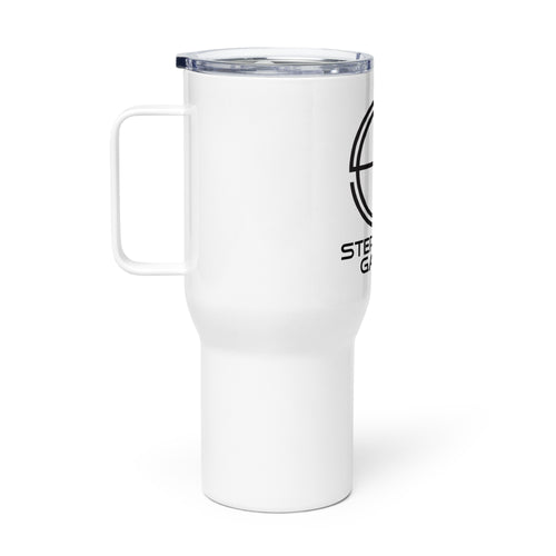 Stephanie Gayle Signature Black Logo Travel Mug with Handle