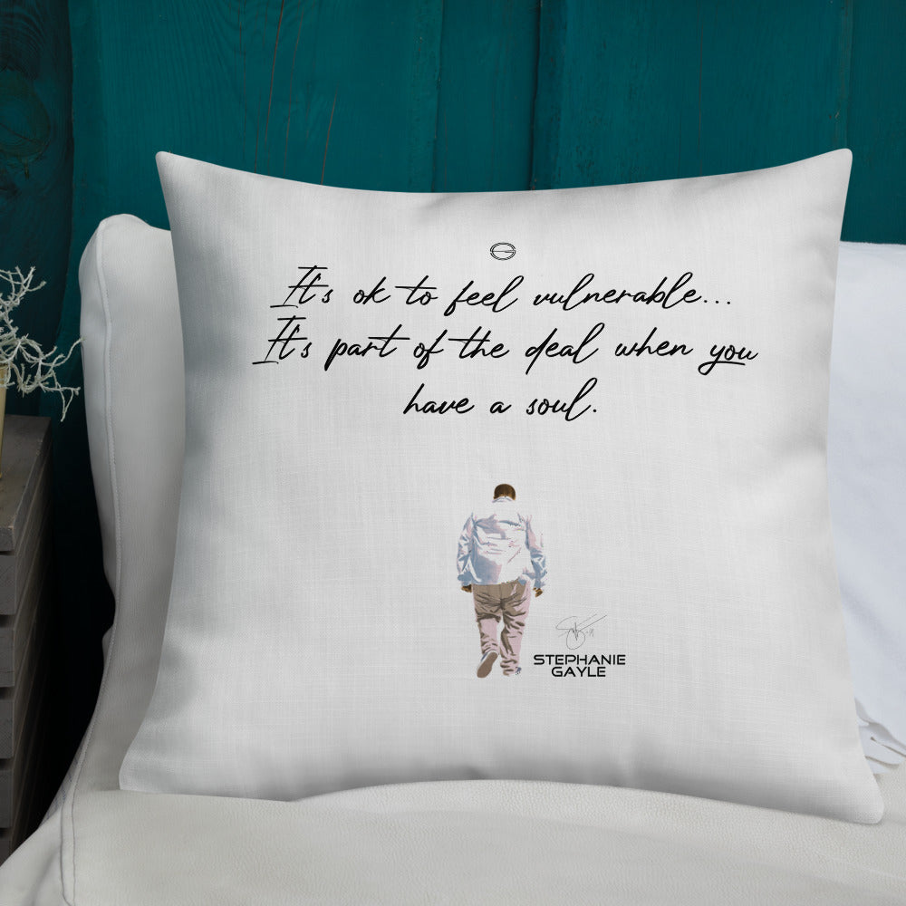 Vulnerable 2021 Black Type Lyric 1 and SG Logo Premium Pillow