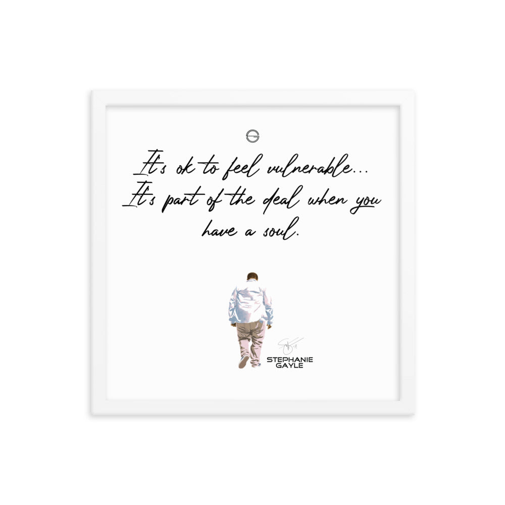 Vulnerable Black Type Lyric 1 Framed Poster